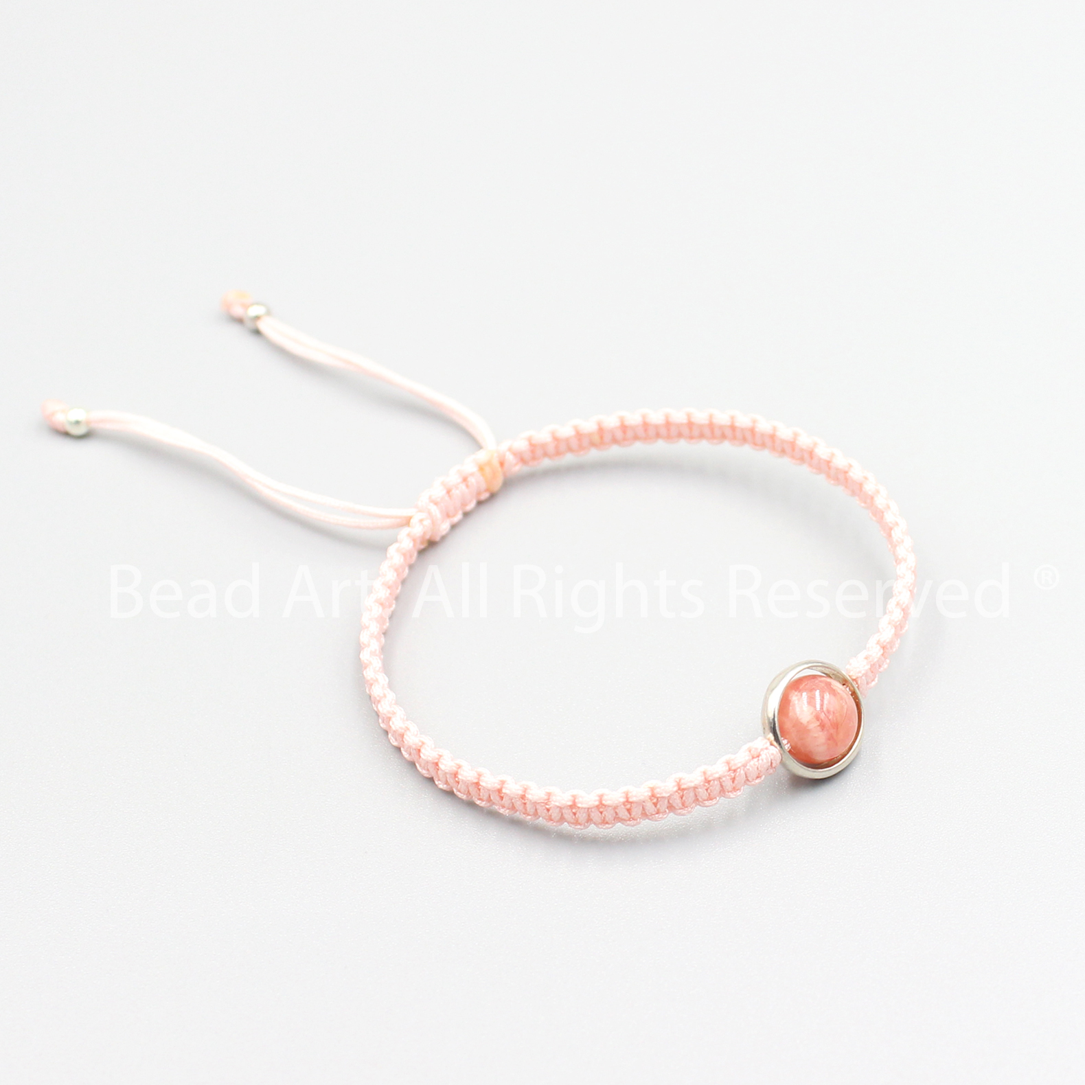 Vòng Tay Thắt Dây Đá Đào Hoa Màu Hồng, Rhodochrosite Tự Nhiên, Hợp Mệnh Hoả, Thổ, Vòng Tay Phong Thuỷ, Trang Sức - Bead Art
