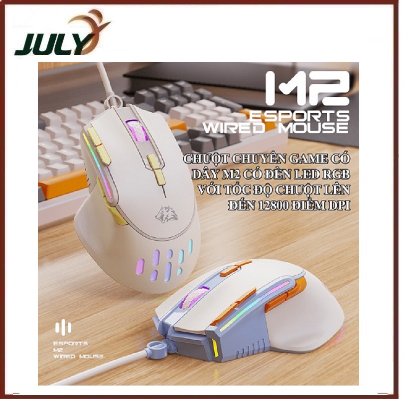 CHUỘT CHƠI GAME CÓ DÂY M2 TRANG BỊ 9 NÚT BẤM TIỆN LỢI KÈM THEO ĐÈN LED RGB VỚI TỐC ĐỘ CHUỘT LÊN ĐẾN 12800DPI - JL