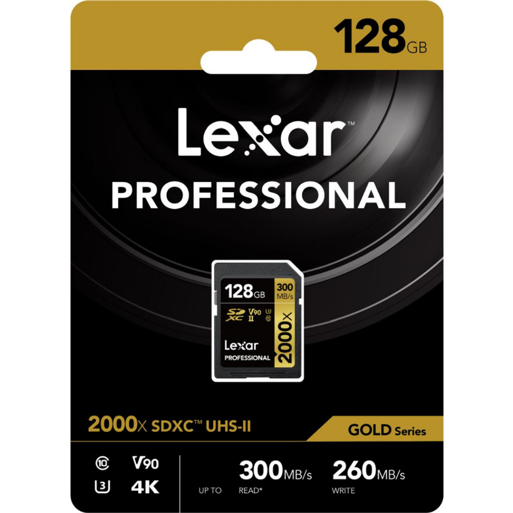 Thẻ nhớ máy ảnh/ quay phim SDHC /SDXC UHS-II Lexar Professional 2000x GOLD Series, chất lượng lưu 8K, tốc độ đọc 300Mb/s - Hàng chính hãng