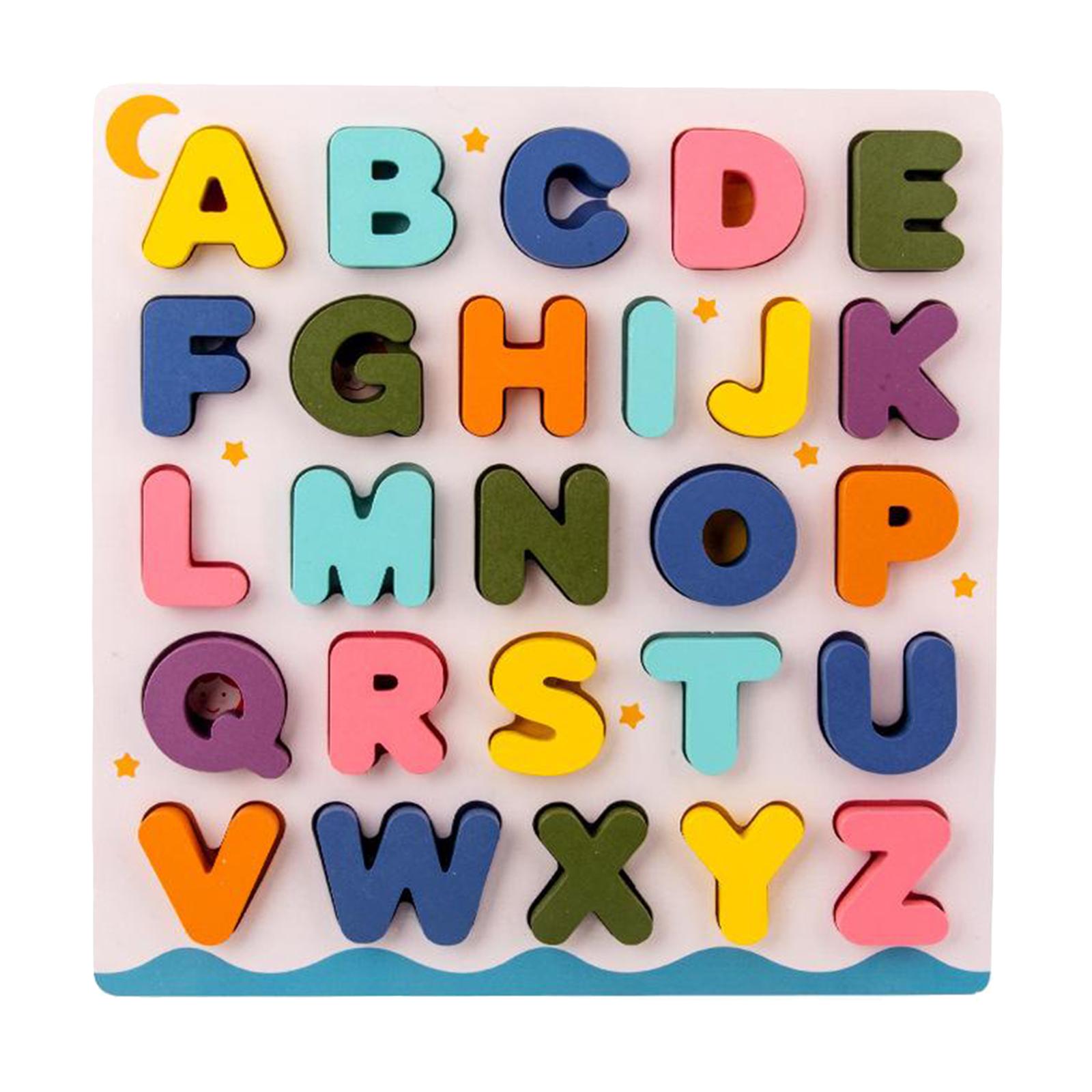 Toddler Jigsaw Kids Puzzle Letters Numbers Wooden Learning Toys