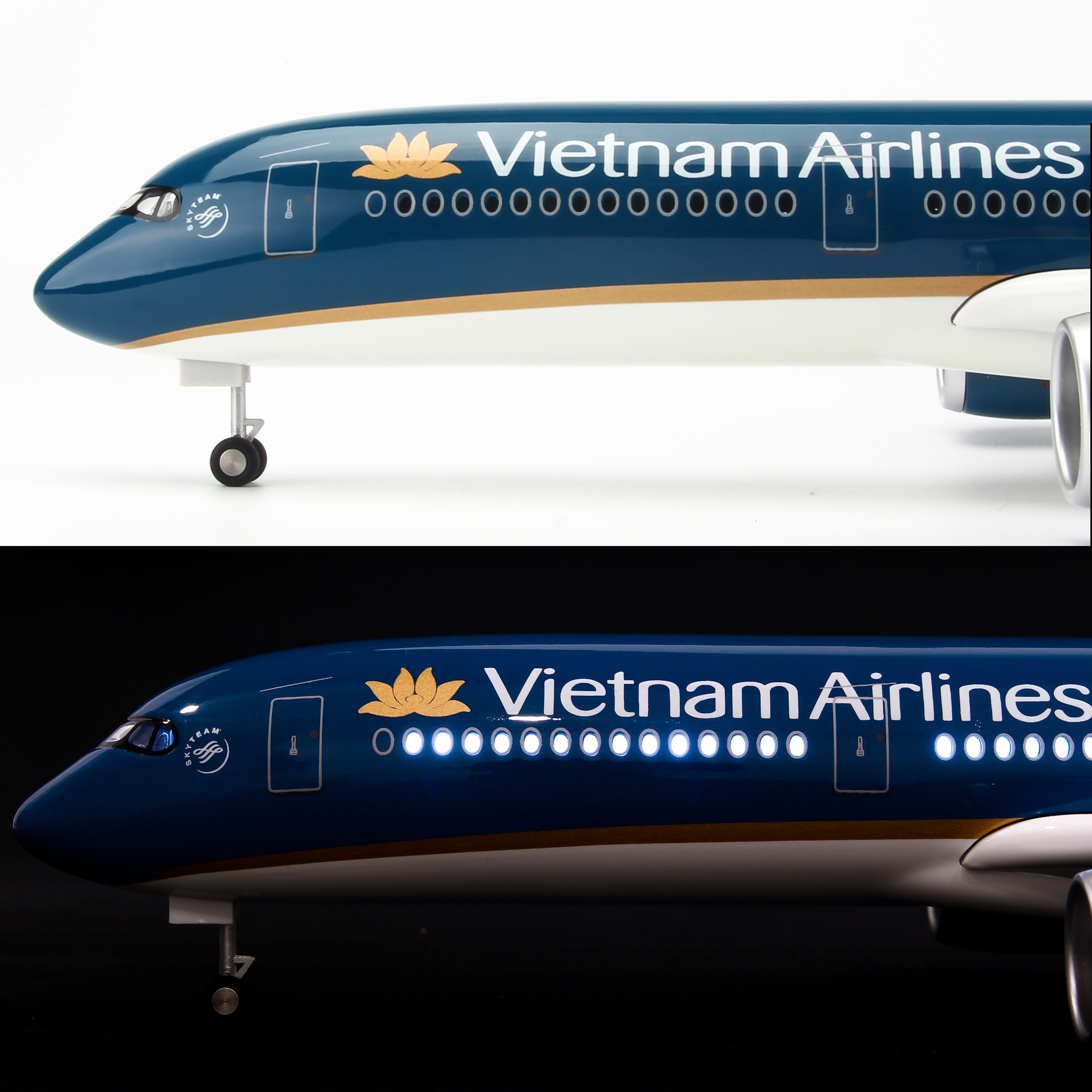 Mô hình máy bay Vietnam Airlines A350 lắp ráp có đèn 47cm MBMH46