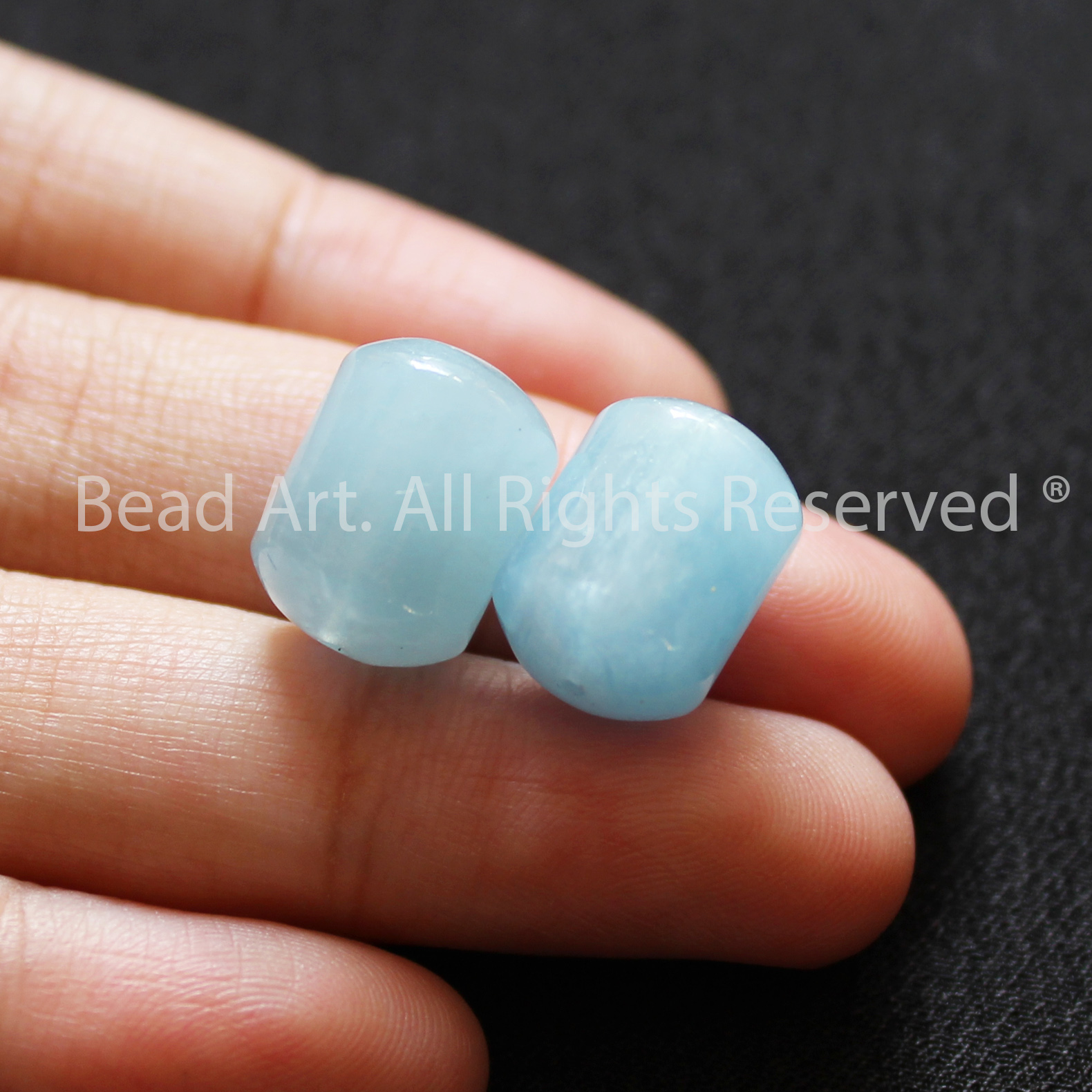 14x10MM L. Thống Đá Aquamarine Tự Nhiên Xanh Biển Loại AA, Đá Phối Vòng Tay Phong Thuỷ, Chuỗi Hạt, Mệnh Thuỷ, Mộc - Bead Art