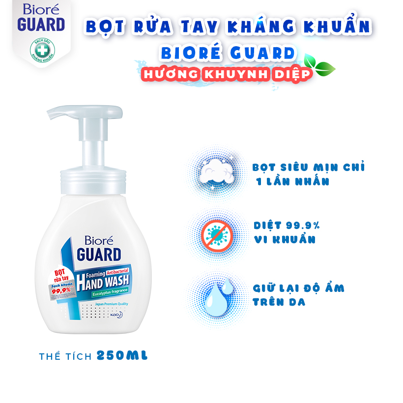 Bioré Bọt Rửa Tay Kháng Khuẩn Guard – Hương Khuynh Diệp (Chai) 250ml