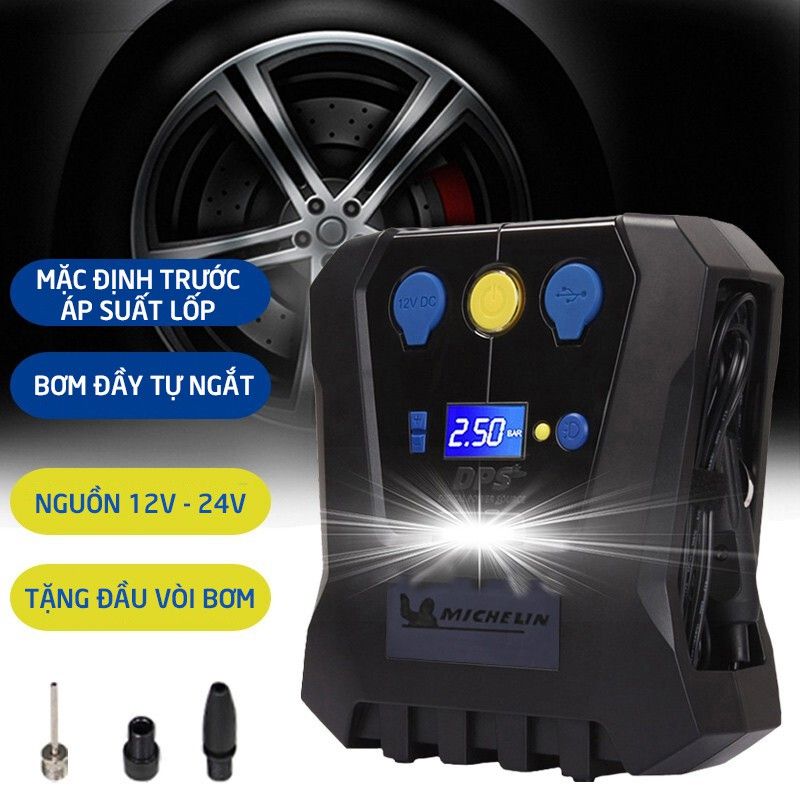 Bơm MICHELIN 4398ml 12266 bơm ô tô, xe hơi mini tự ngắt