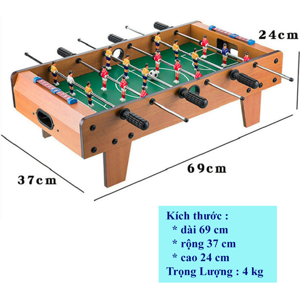 Bàn Bóng Đá Mini Cỡ Lớn 69 Cm - Đồ Chơi Bàn Bi Lắc Bóng Đá - Khung Gỗ An Toàn, Tay Cầm Thép Không Gỉ Bọc Nhựa - Hàng Nhập Khẩu