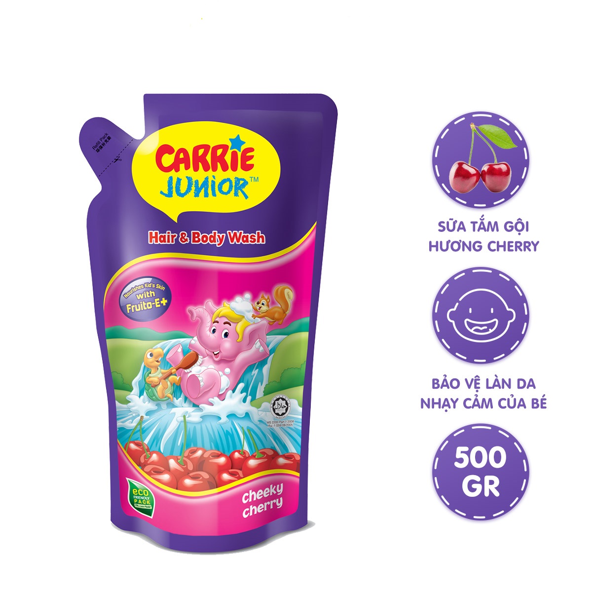 Combo 2 Túi Sữa Tắm Carrie Junior Cho Bé Hương Cheeky Cherry 500G