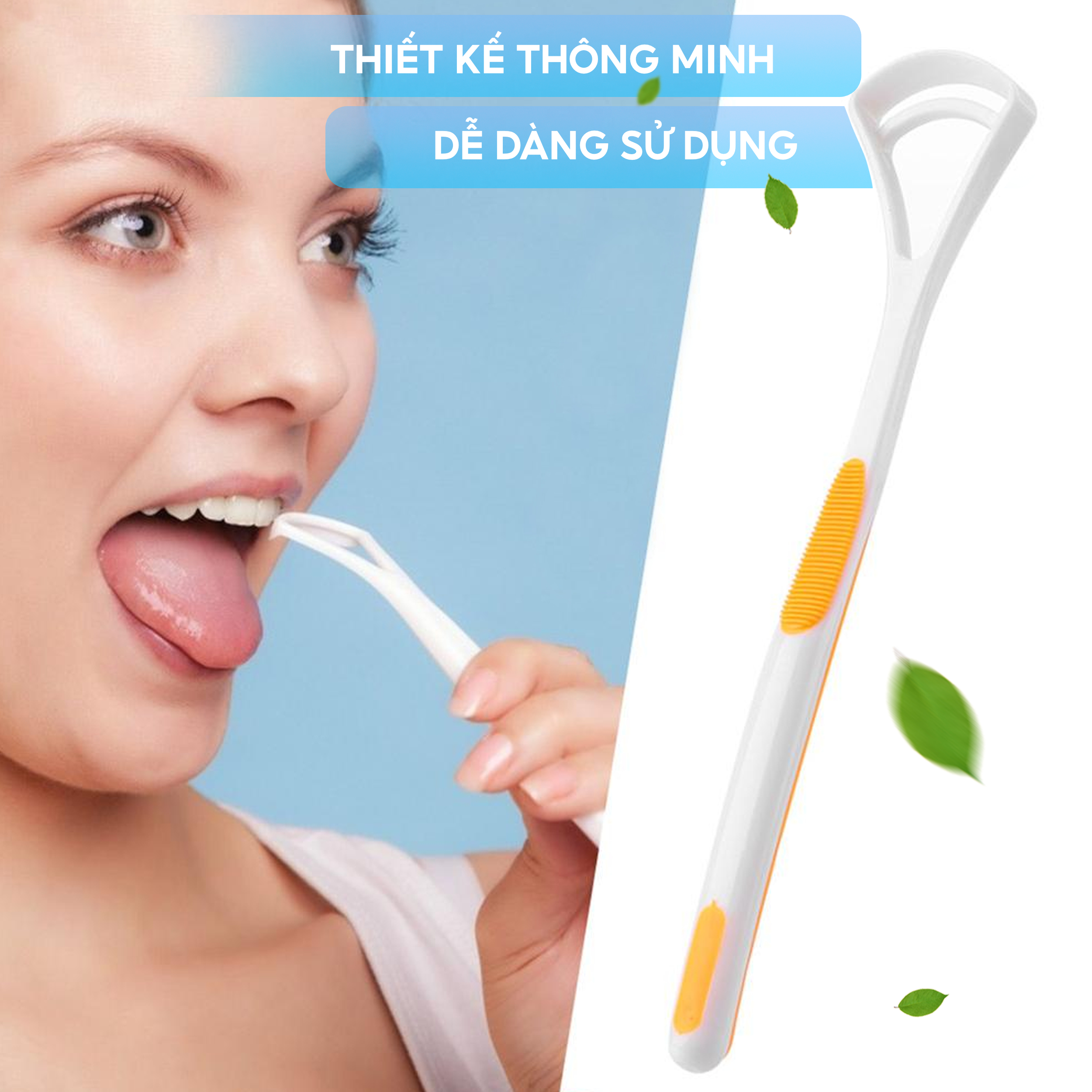 Dụng cụ cạo lưỡi Coral, nhựa PP an toàn cho sức khoẻ. Thiết kế 2 đầu cạo, tăng gấp đôi khả năng làm sạch