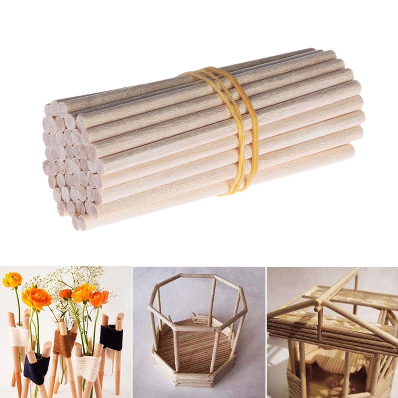 100Pcs  Sticks Wooden Dowel Poles Rods for Model Art DIY
