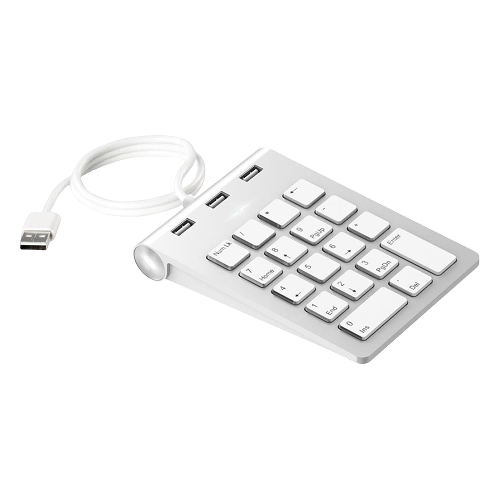 Numeric Keypad Wired Keyboard USB Portable 3 USB 2.0 Hubs Num Pad 18 Keys Digita Keyboard for Desktop Computer Notebook PC