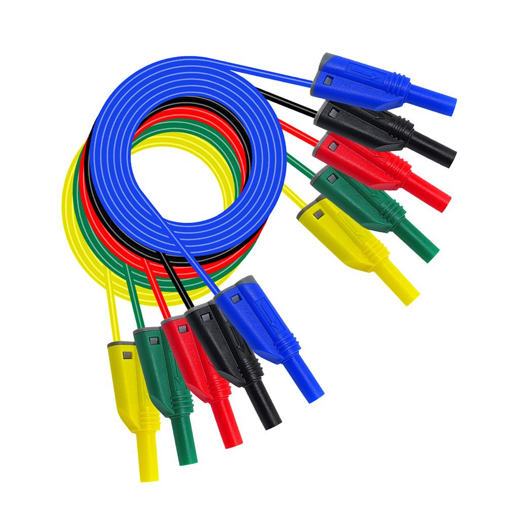 5Pcs 1M 4mm 14AWG Silicone Banana to Banana Plug Test Probe Lead Wir 5 Color