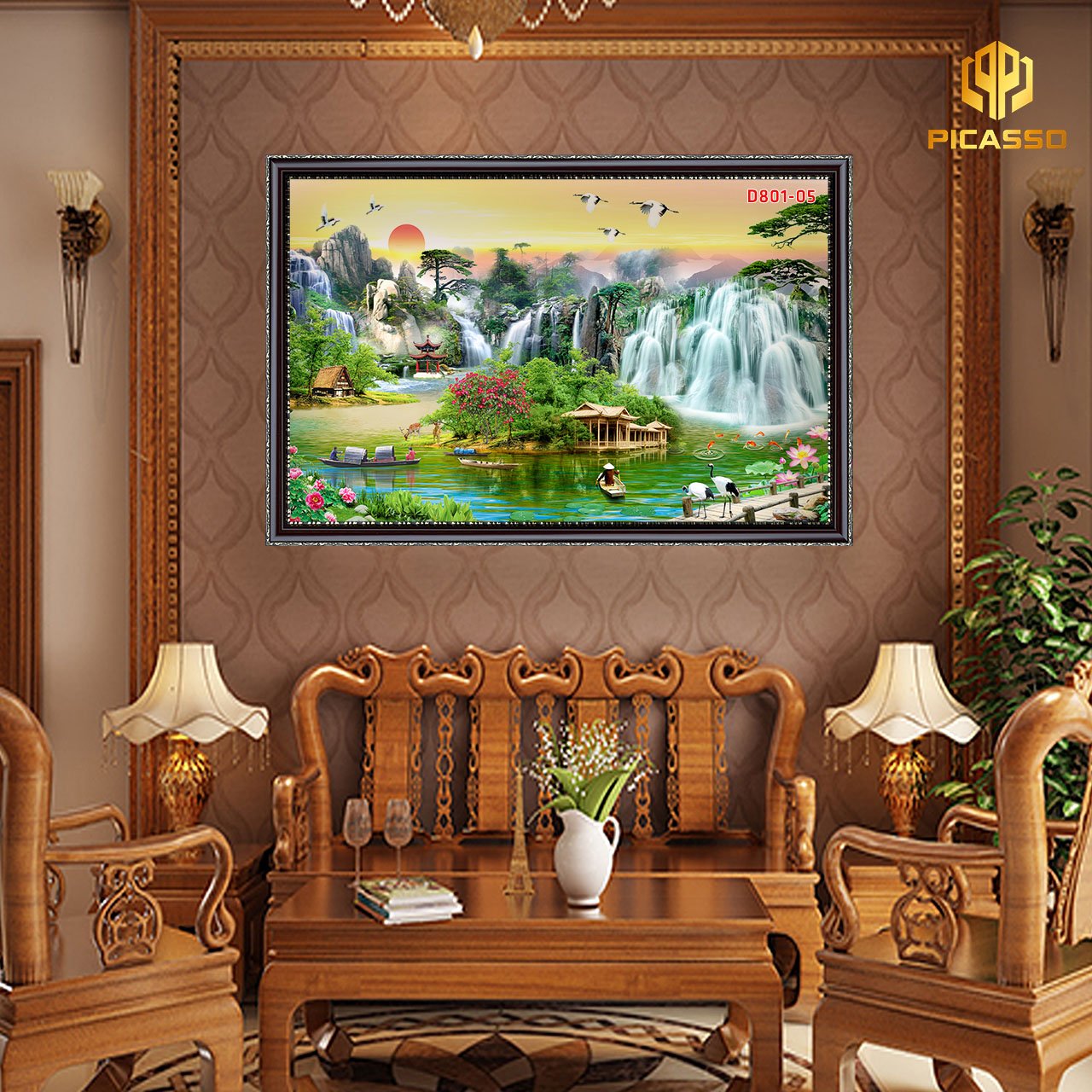 Tranh kính Sơn thủy hữu tình D801 01