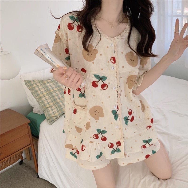vải xô muslin cao cấp gấu chery đỏ may quần áo và khăn tắm cho bé sơ sinh
