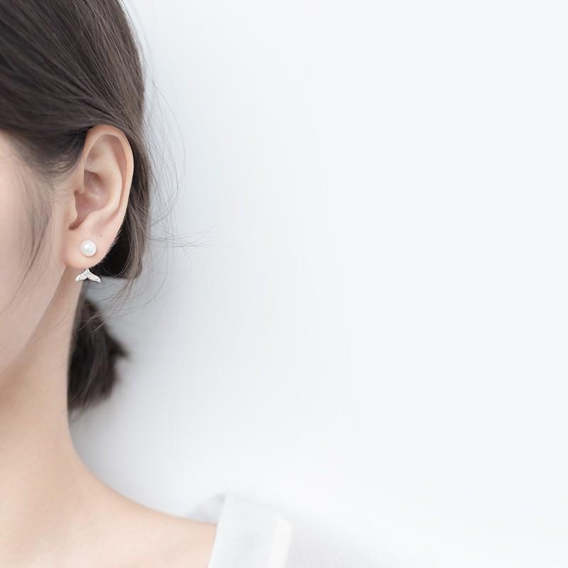 Khuyên tai bạc Ý s925 đuôi cá đính ngọc G0007 - AROCH Jewelry