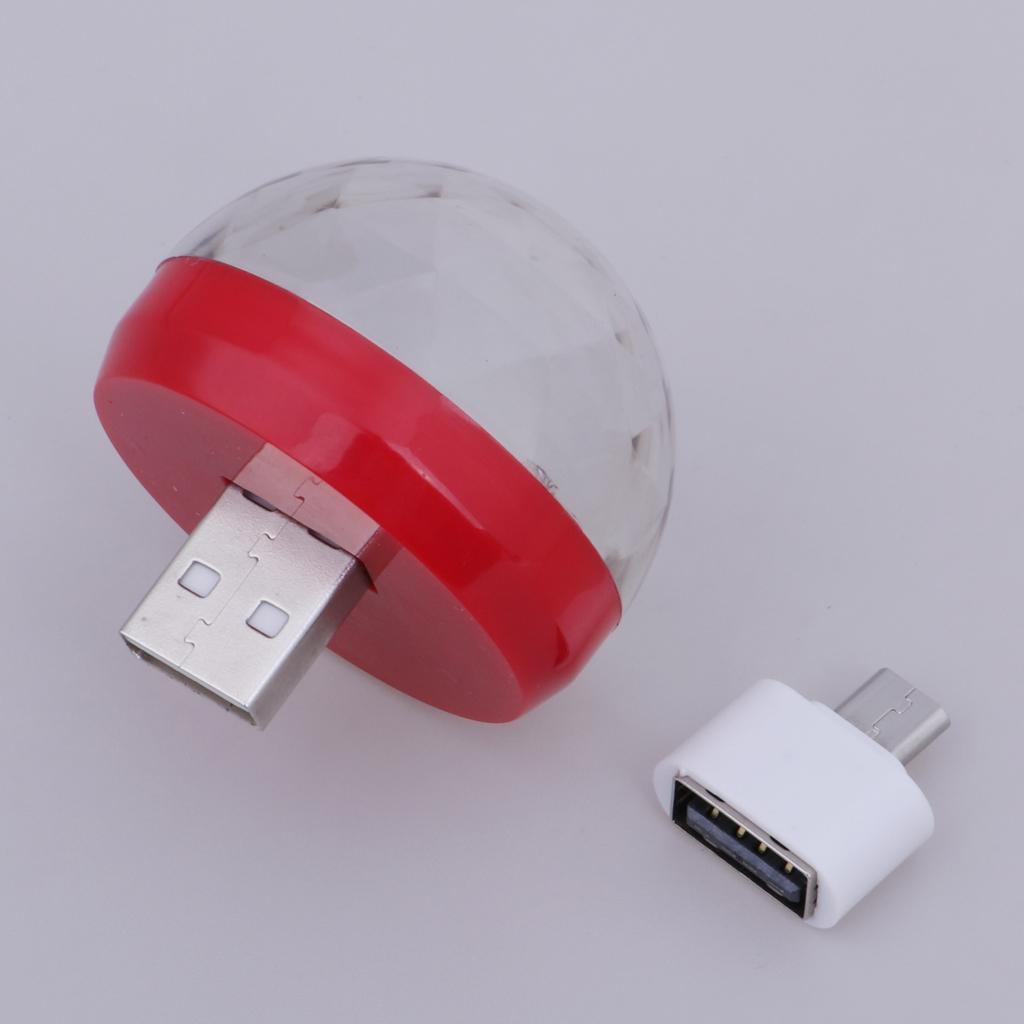 Mini USB Stage Voice Control Magic Ball Lamp RGB LED Bulb Red