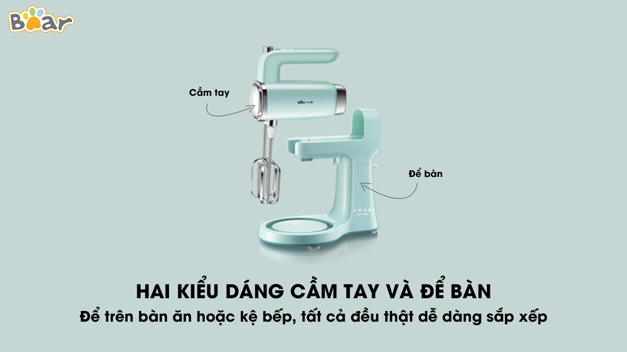 Máy Đánh Trứng Trộn Bột Để Bàn BEAR DDQ-B03V1 Dung Tích Cối 4 Lít, Công Suất 300 W - Hàng Chính Hãng