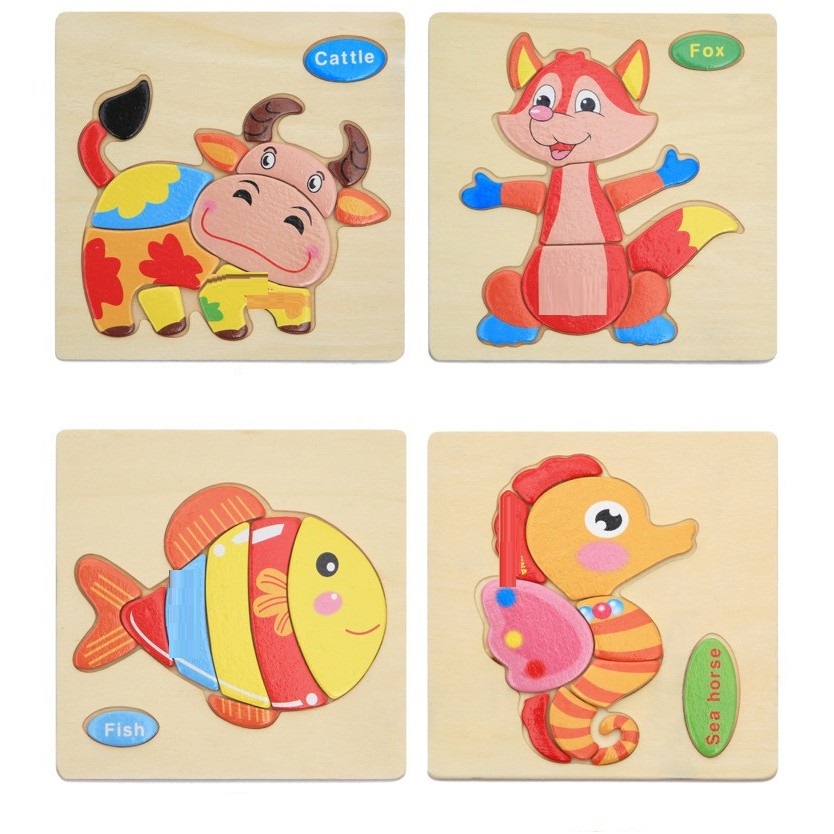 Bộ 05 Tranh Ghép Gỗ 3D Cho Bé