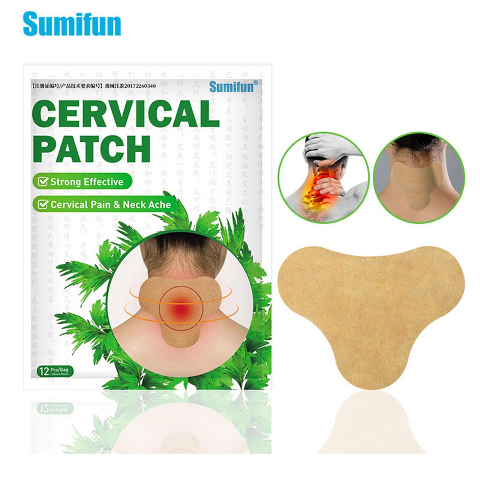 Sumifun 12 Patches Pain Relieving Patches Cervical Patches Relieve Cervical Pain Neck Ache Natural Plant