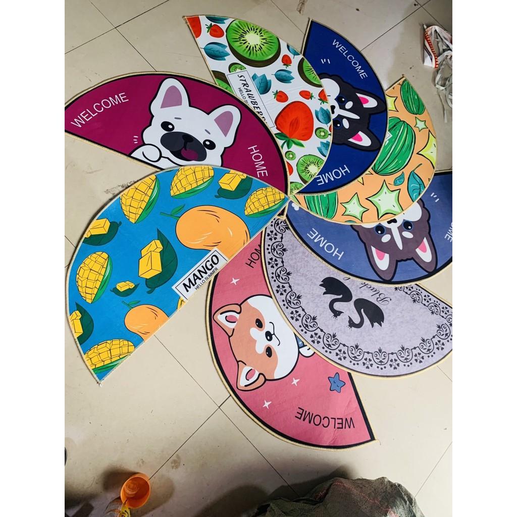 Thảm Lau Chân 3D Hình Bán Nguyệt Cao Cấp Mặt Đế Chống Trơn Trượt - Mẫu Ngẫu Nhiên