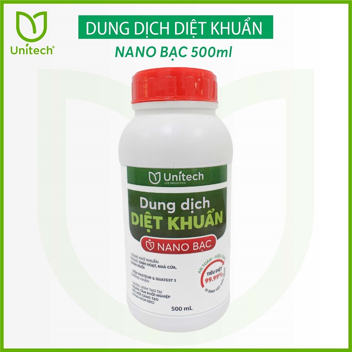 Dung dịch nano bạc diệt khuẩn Unitech | nguyên chất Diệt sạch nấm bệnh, vi khuẩn hoa hồng, phong lan, xử lý nước ao nuôi tôm ốc cá (500ml)