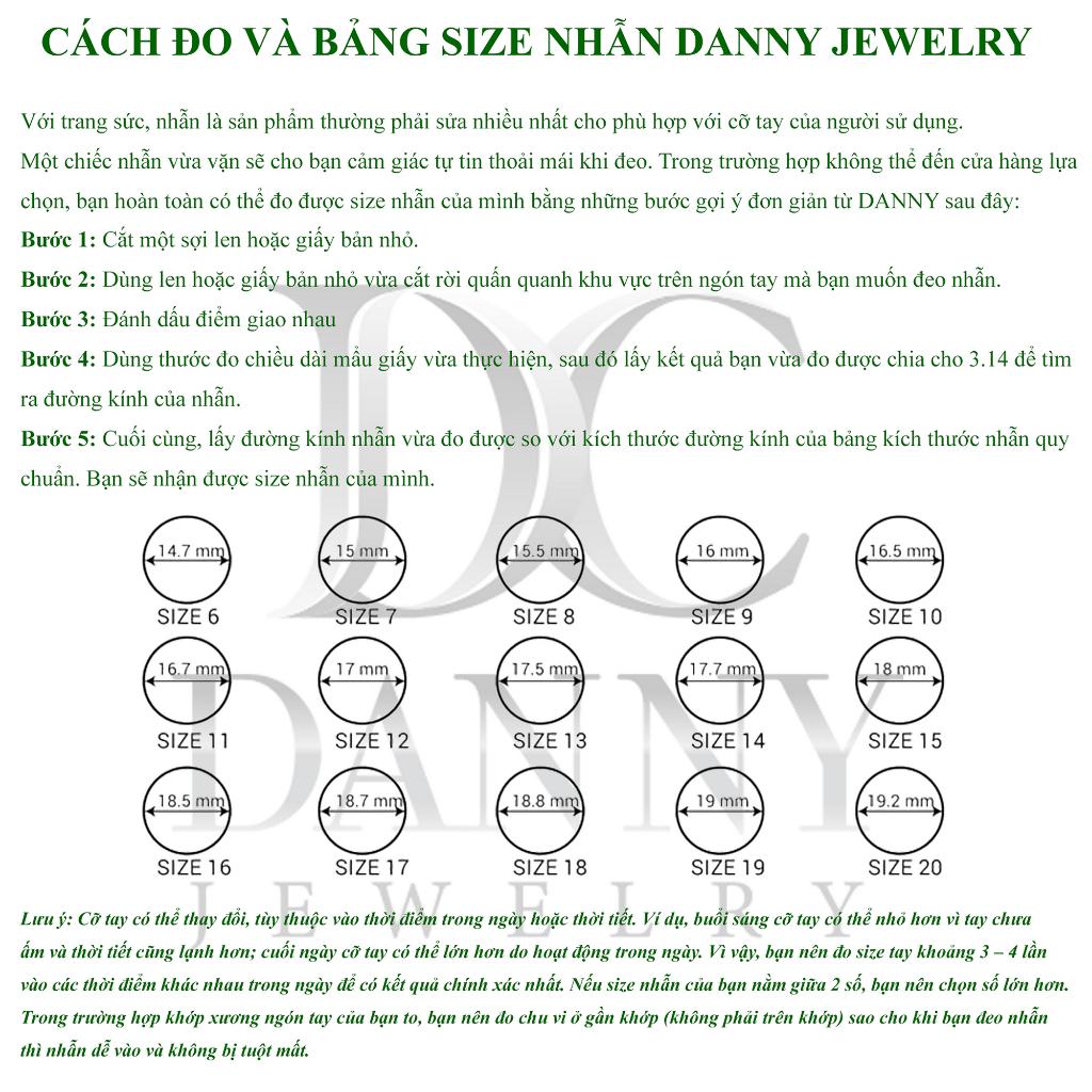 Nhẫn Nữ Danny Jewelry Bạc 925 Xi Rhodium Đính Đá Topaz Trắng Viền CZ N0100