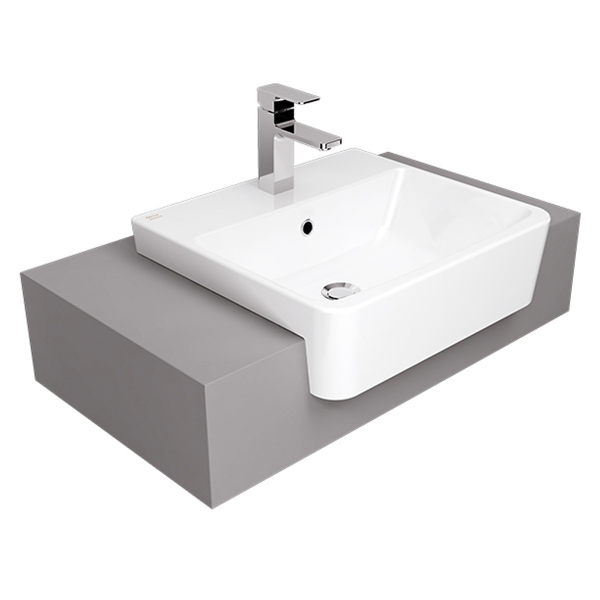 CHẬU LAVABO VUÔNG BÁN ÂM BÁN DƯƠNG (VÒI GẮN TRÊN THÀNH)