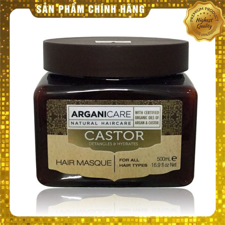 Mặt nạ ủ tóc Arganicare Castor hair masque bóng mượt phục hồi ngăn rụng Israel 500ml