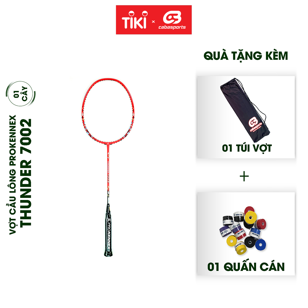 Vợt cầu lông giá rẻ thể thao chính hãng chuyên công Prokennex THUNDER 7002 - Chưa Đan lưới Đỏ (1 cây)