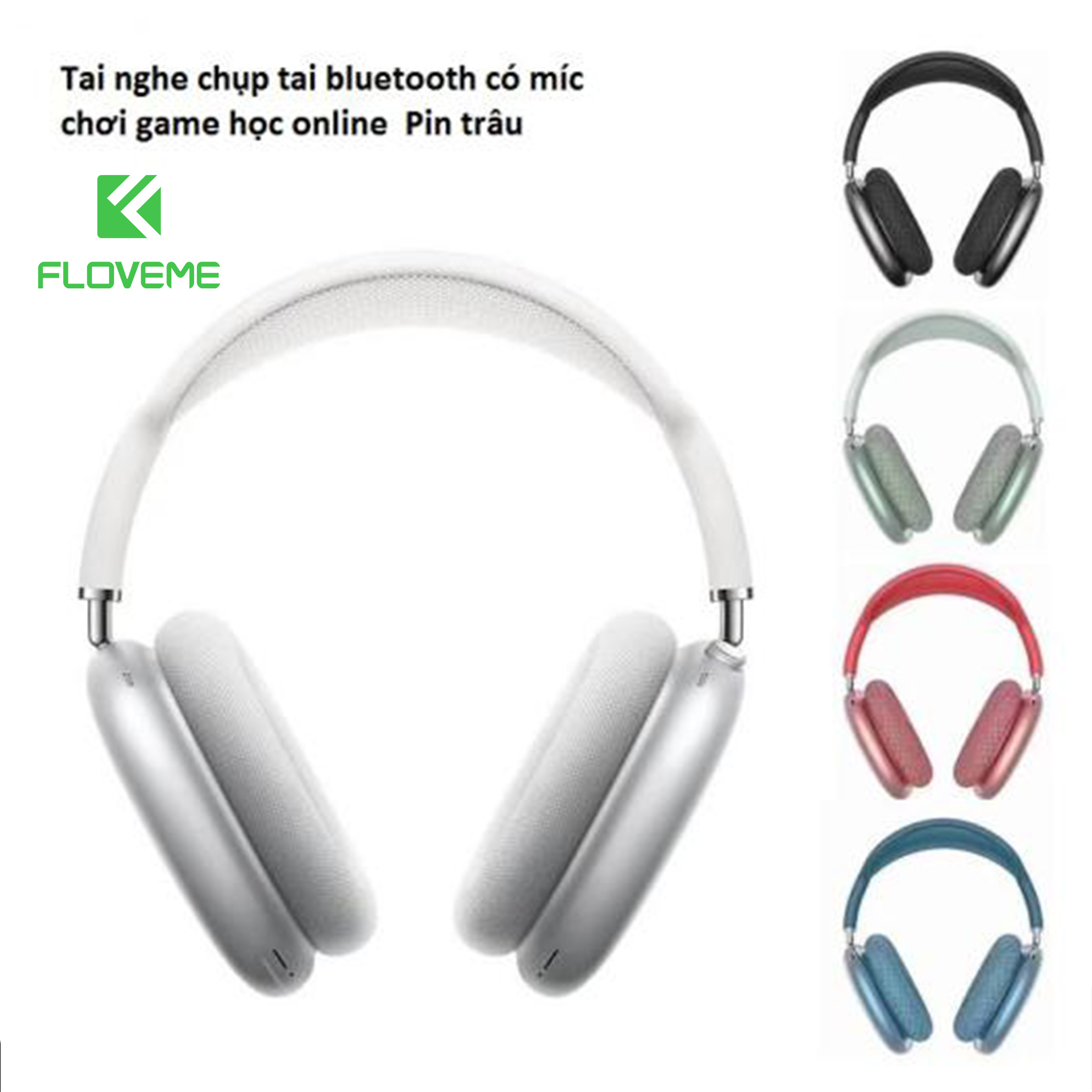 Tai Nghe không dây Bluetooth Floveme Air Max P9 - Chống Ồn - Có Micro Đàm Thoại - Hỗ Trợ Thẻ Nhớ SD - Âm thanh sống động - Hàng chính hãng