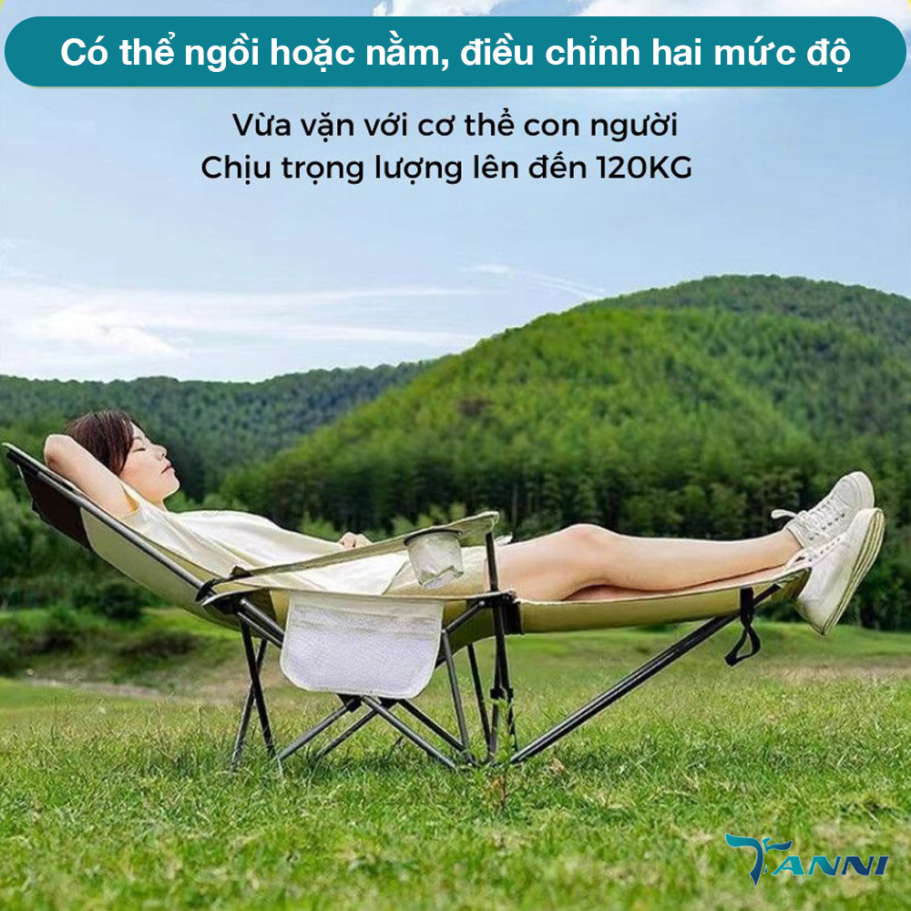 Ghế xếp gấp gọn câu cá dã ngoại có thể ngủ văn phòng TANNI KP01, Ghế xếp camping thư giãn nhập khẩu thích hợp đi câu cá, đọc sách