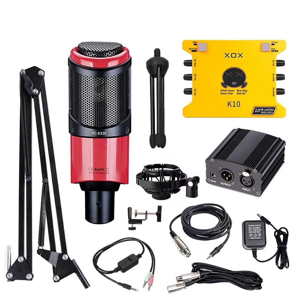 Combo livestream thu âm karaoke cao cấp micro K320 sound card XOX K10 Jubilee bảo hành 12th