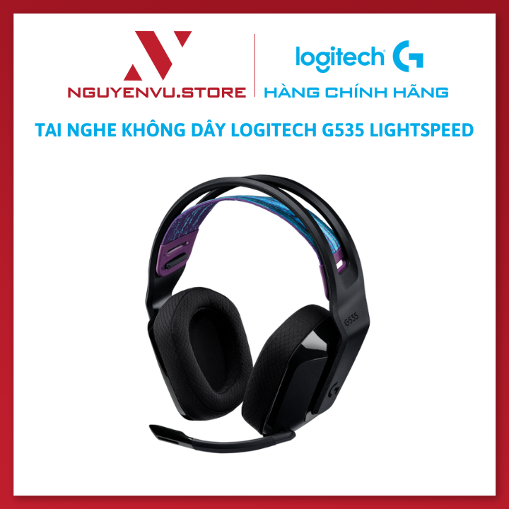 Tai nghe game không dây Lightspeed Logitech G535  - Trọng lượng nhẹ, âm thanh nổi, tương thích PC, PS4, PS5, Mic gấp để tắt tiếng - Hàng chính hãng