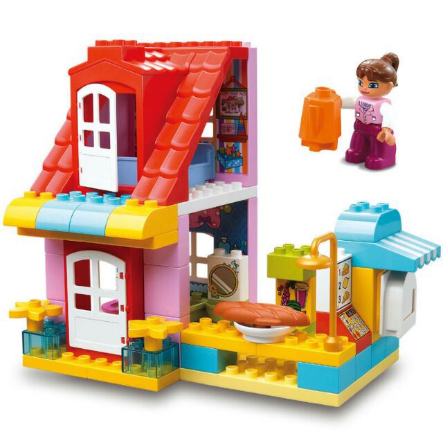 Bộ đồ chơi lắp ghép smoneo duplo cho bé cho bé Cửa hàng thức ăn nhanh vui vẻ 68 chi tiết Toyshouse - 55001