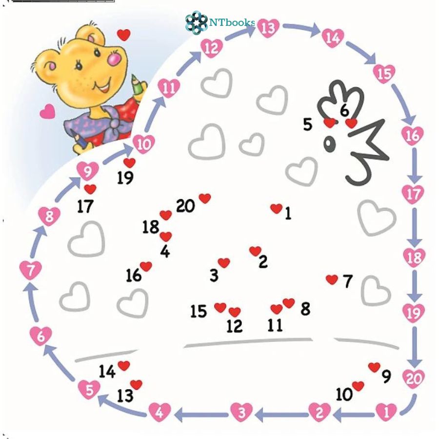 Combo 4 cuốn Sách Nối Số Tô Màu - Bé học đếm từ 1 đến 10 Heart to hear