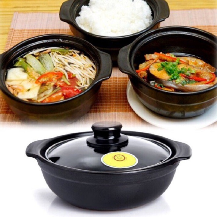Nồi đất tráng men cao cấp nắp kính chịu nhiệt 400 độ chuyển nấu mì cay, kho tộ ... nhiều kích cỡ