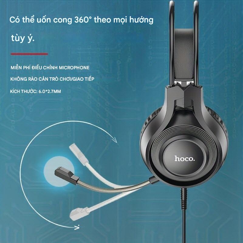 Tai nghe chơi game có dây Hoco W106 Gaming Headphone, với khả năng kết nối âm thanh stereo 3.5mm, micrô linh hoạt - Hàng chính hãng
