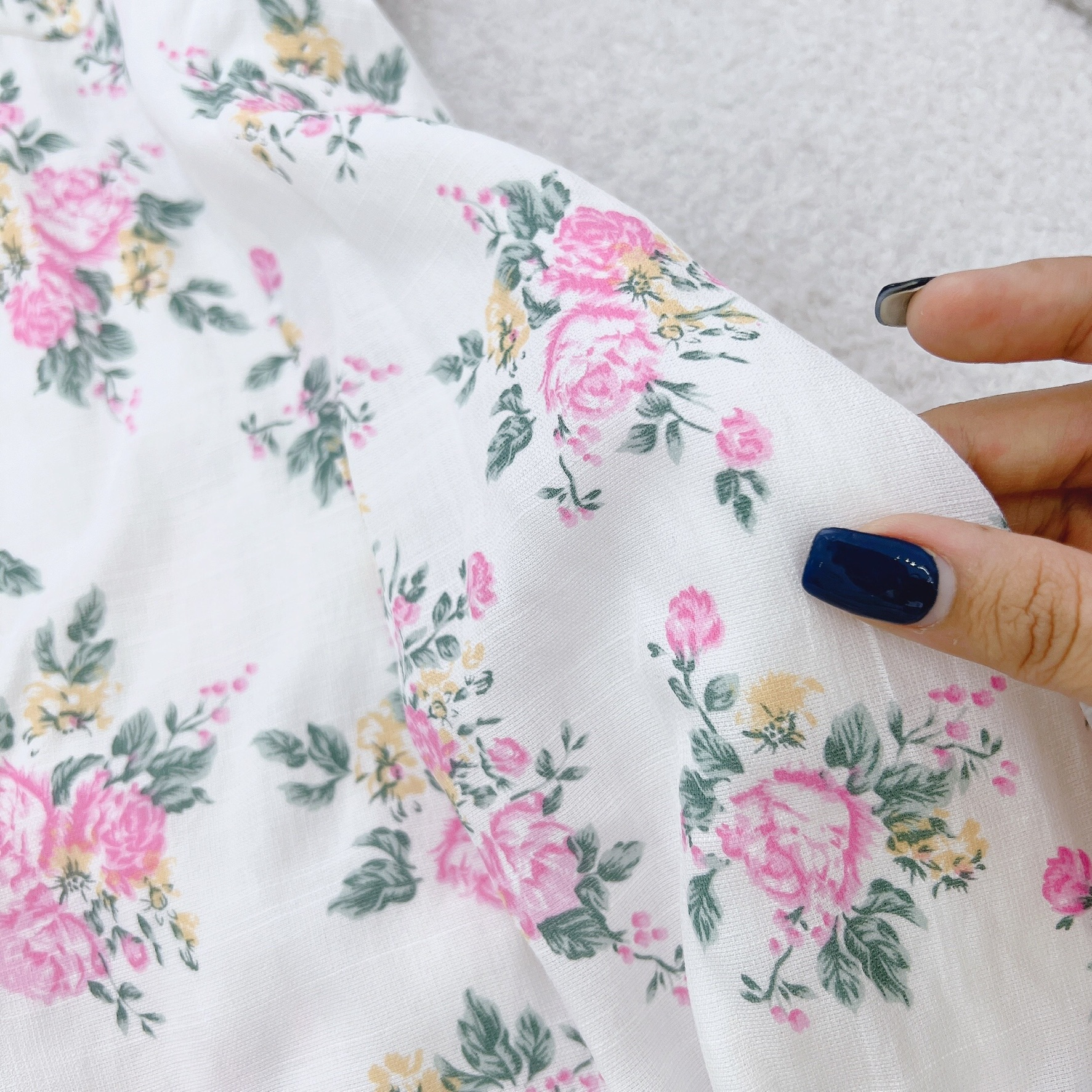 Đầm maxi hoa nhí xẻ đùi - đầm trễ vai maxi mang được 2 kiểu
