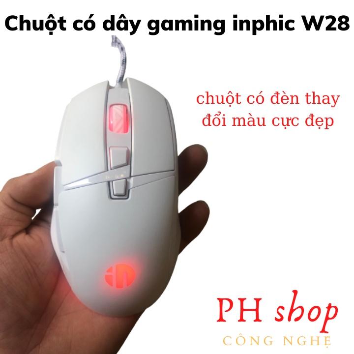 Chuột chơi game inphic W28 có dây hỗ trợ điều chỉnh lên đến 4800DPI dùng cho game thủ, Văn Phòng