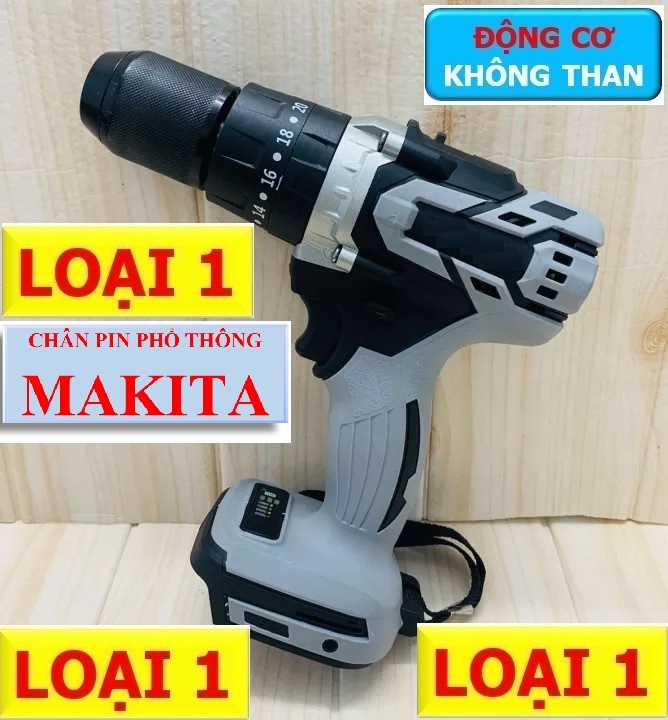 Thân máy khoan pin có búa 13mm, 3 chế độ, Chân pin phổ thông, bảo hành 1 năm