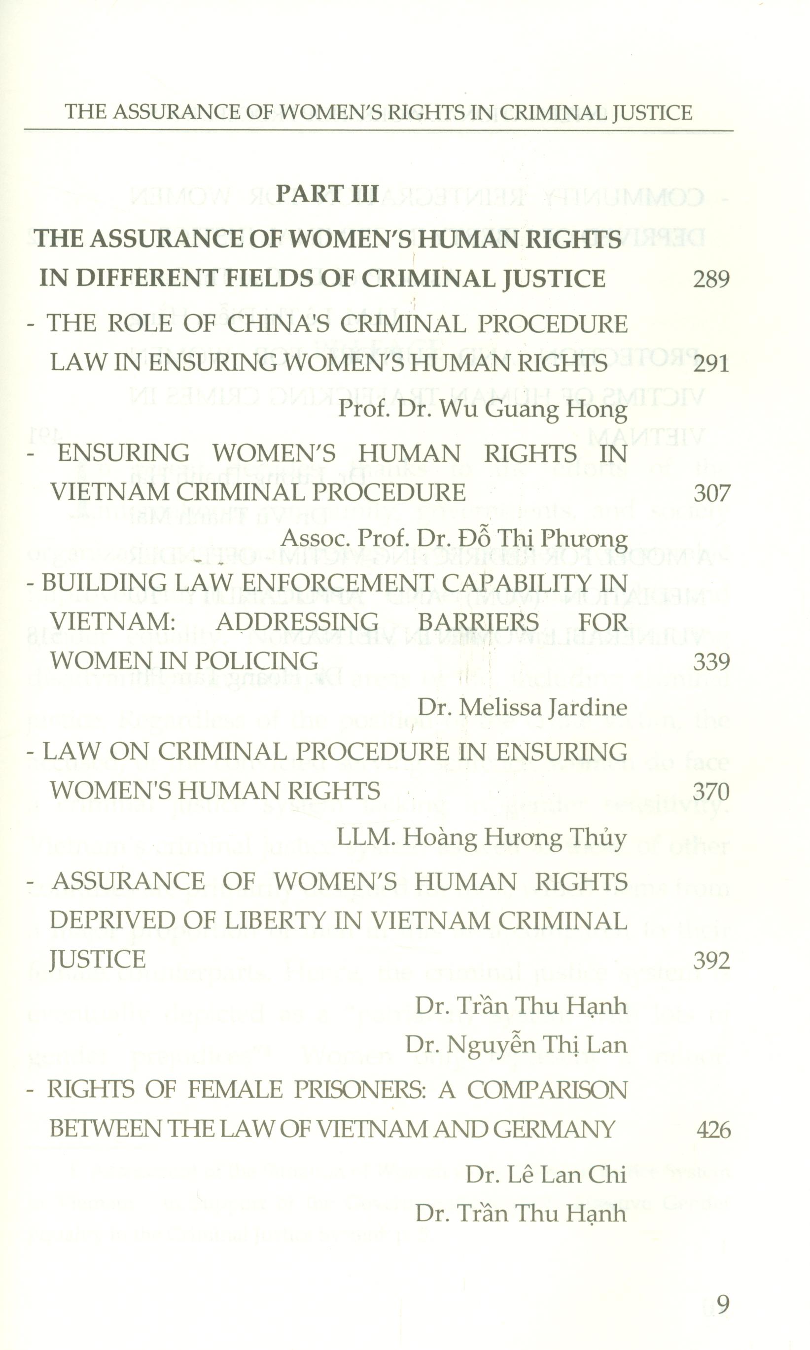 The Assurance Of Women's Human Rights In Criminal Justice (International Workshop Proceedings)