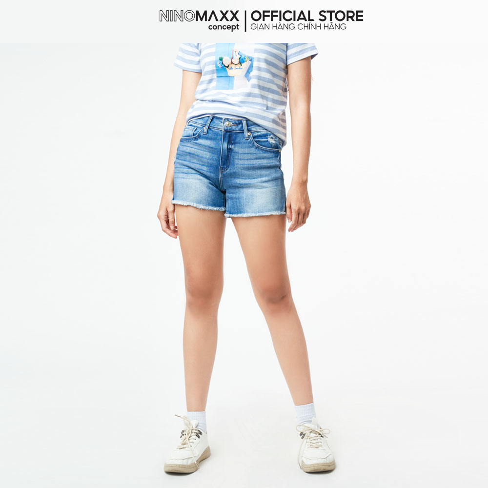 Ninomaxx Quần short Jean Nữ chất cotton pha spandex 2202016