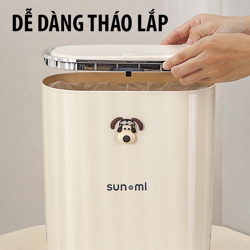 Thùng Rác Nắp Bật Nhấn Nút Hình Cún SUNMI - Thùng Đựng Rác Nhà Vệ Sinh, Nhà Ăn, Phòng Ngủ Với Chất Liệu Nhựa ABS Cao Cấp