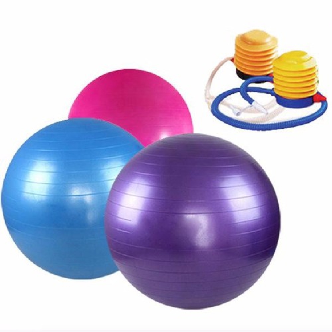 Bóng tập Yoga 75cm + Tặng kèm dụng cụ bơm bóng Yoga Loại 1 (Màu ngẫu nhiên)