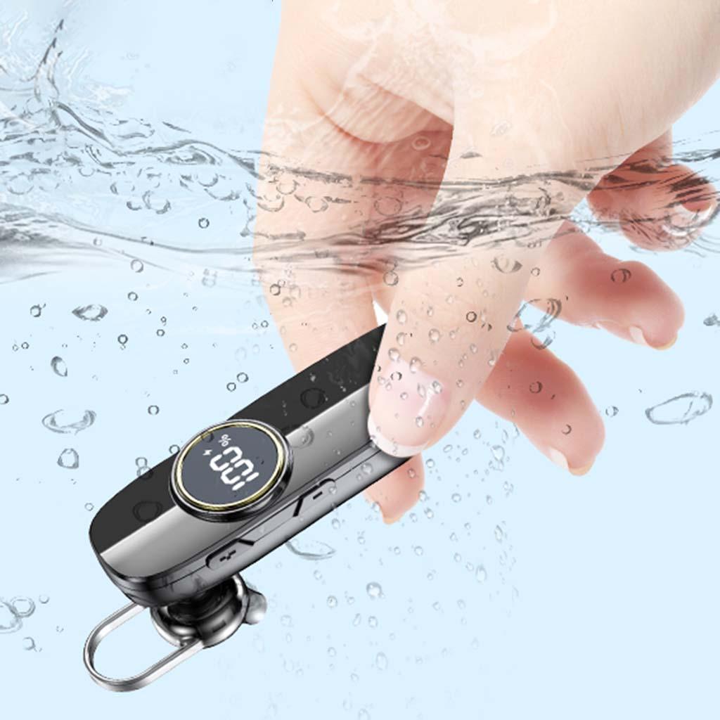 Bluetooth 5.2 Earphone IPX7 Waterproof 48H Call LED Battery Display Single-Ear Headset for Running Office Driving Business Handsfree