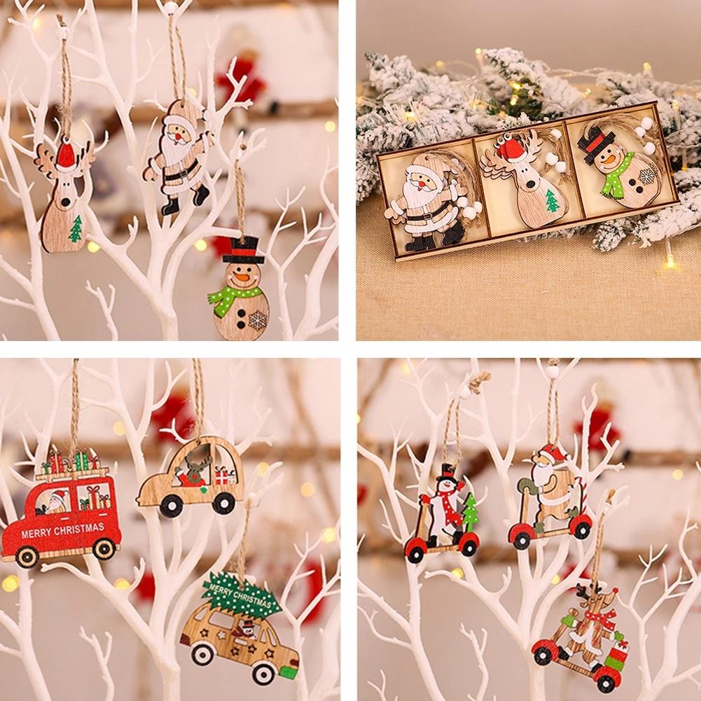 Set 9 phụ kiện treo trang trí giáng sinh bằng gỗ