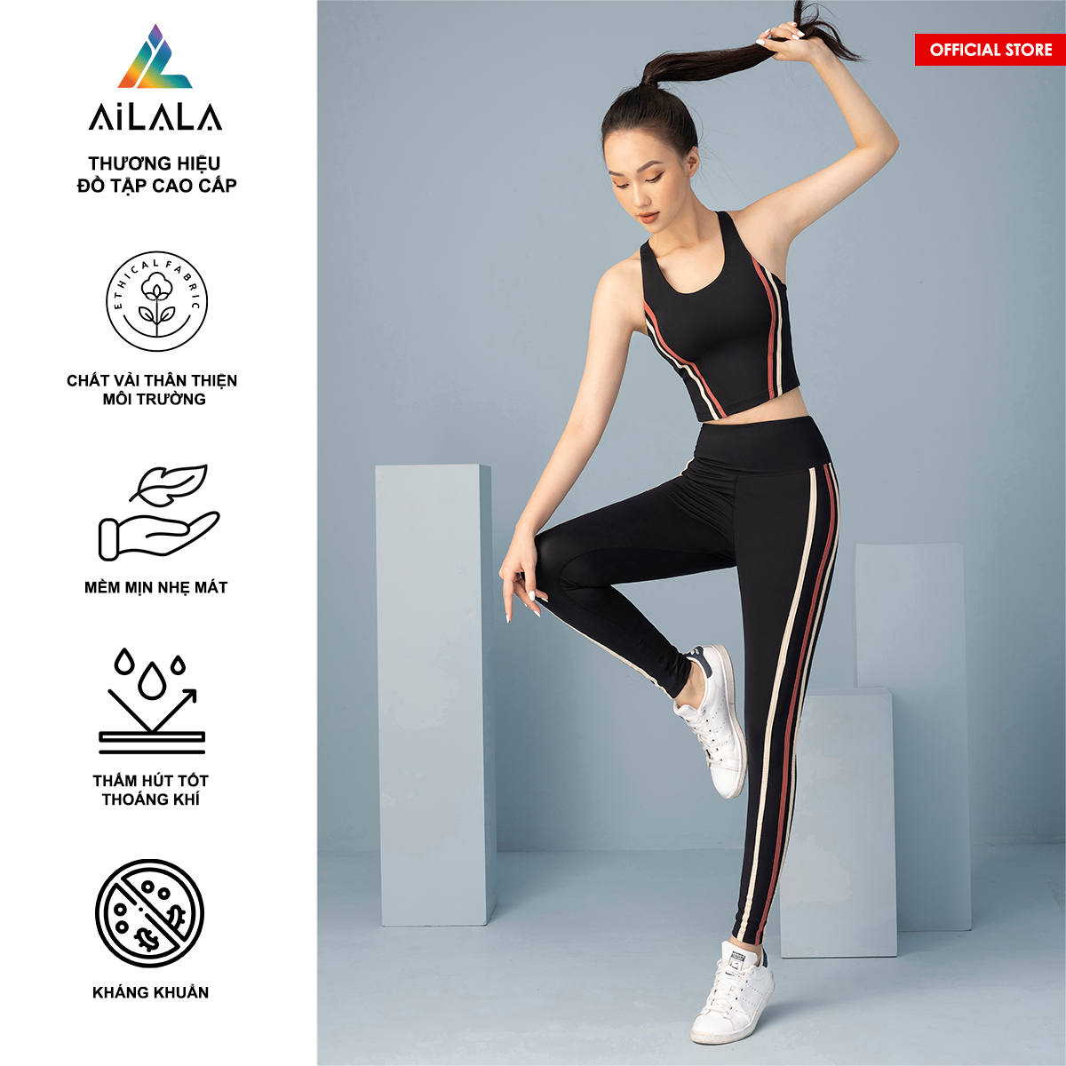 Bộ quần áo thể thao nữ AiLALA LUX01, Đồ tập Yoga Gym Pilates, chất vải Hi-tech cao cấp