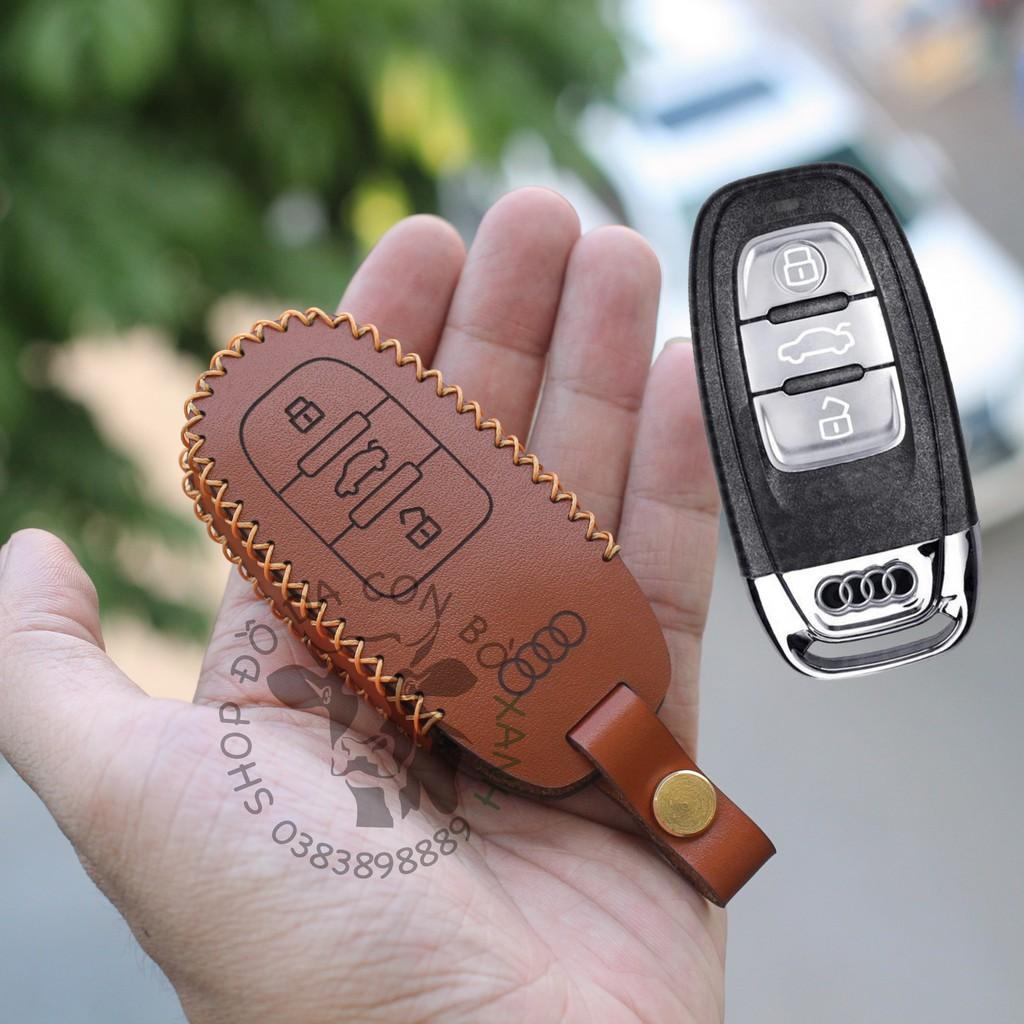 Bao da dành cho chìa khoá Audi A3, A4, A5, A6, A7, A8, A4L, A6L, Q5, Q7 handmade da thật 001