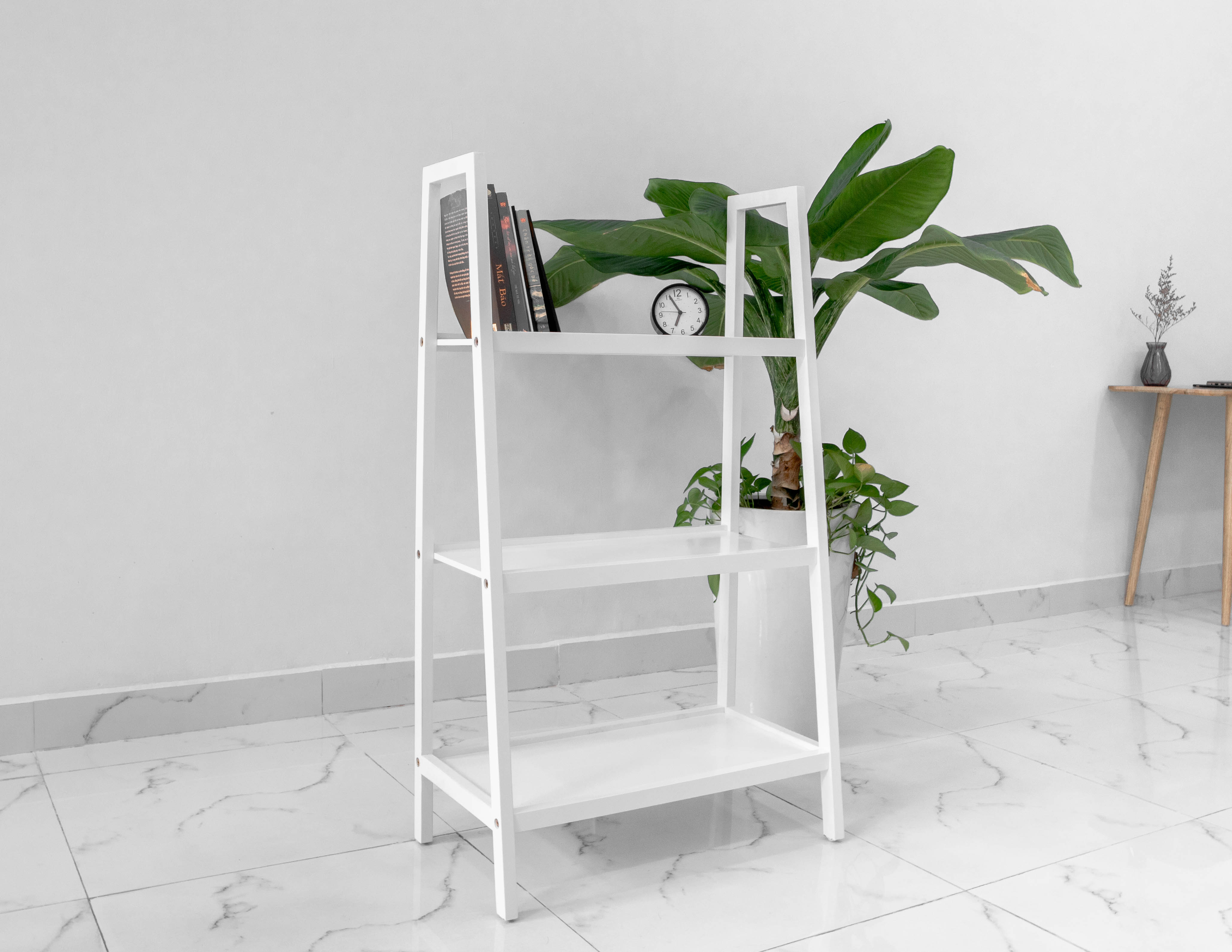 COMBO KỆ SÁCH GỖ MÀU TRẮNG 3 TẦNG VÀ 4 TẦNG SIZE L - COMBO A BOOK SHELF WHITE SIZE L