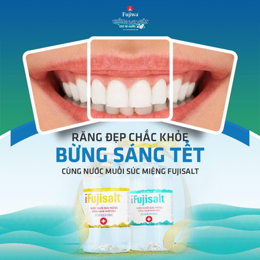 Thùng 12 Chai Nước Muối Súc Miệng Ion Muối Fujisalt 680ml Hương Bạc Hà The Mát - Bảo vệ răng miệng, Nướu, Vòm Họng khoẻ mạnh hằng ngày