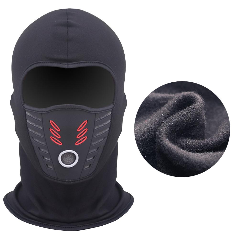 Balaclavas Mùa đông Màng ấm áp khăn quàng cổ dày và mũ xe đạp xe đạp mặt che mặt mặt nạ Ski mũ cổ áo trượt mũ bảo hiểm Color: Black Thin Polyester