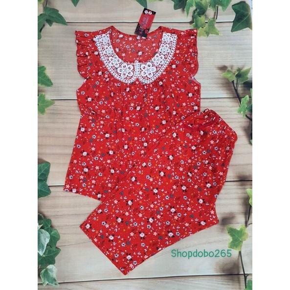 Đồ bộ nữ,đồ ngủ mặc nhà lửng vải lụa BL 62 hoạ tiết hoa nhí dễ thương size 45-65kg.